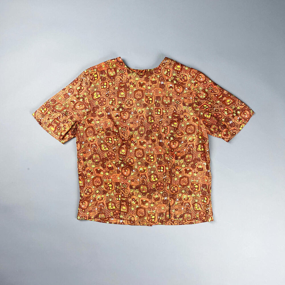 Vintage 60's Mod Orange Patterned Short Sleeve Shirt